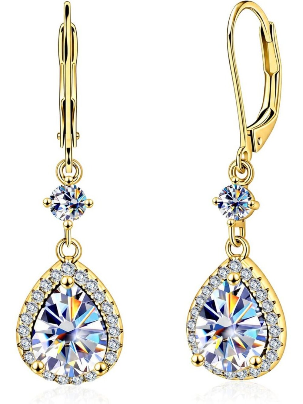 Stunning Teardrop Moissanite Dangle Earrings for Women, 2.5ct Sparkling Jewelry